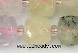 CCU778 15 inches 10*10mm faceted cube mixed quartz beads