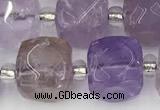 CCU779 15 inches 10*10mm faceted cube ametrine beads