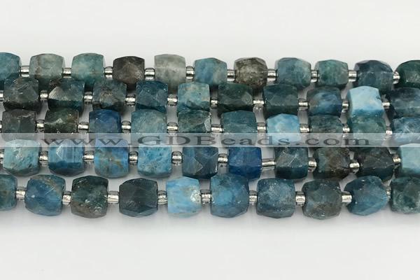 CCU784 15 inches 10*10mm faceted cube apatite beads