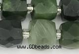 CCU785 15 inches 10*10mm faceted cube Canadian jade beads