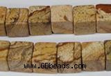 CCU80 15.5 inches 12*12mm cube picture jasper beads wholesale