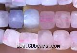 CCU805 15 inches 4mm faceted cube morganite beads