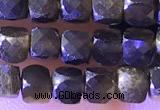 CCU814 15 inches 4mm faceted cube obsidian beads