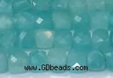 CCU835 15 inches 4mm faceted cube amazonite beads