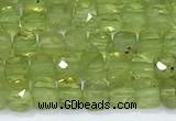 CCU836 15 inches 4mm faceted cube olive quartz beads