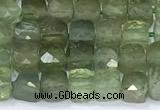 CCU839 15 inches 4mm faceted cube green apatite beads