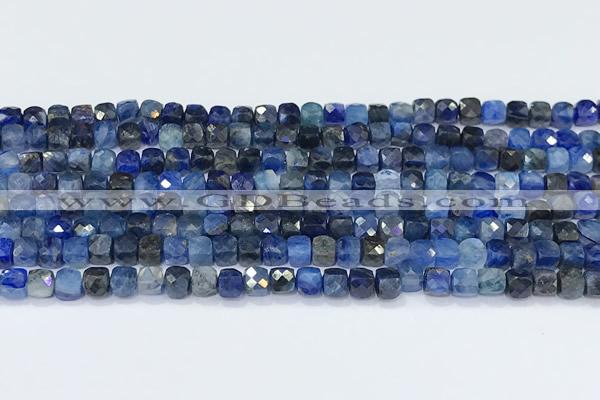 CCU846 15 inches 4mm faceted cube kyanite beads