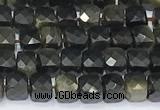 CCU852 15 inches 4mm faceted cube obsidian beads