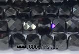 CCU855 15 inches 4mm faceted cube black spinel beads