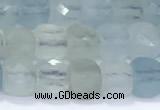 CCU860 15 inches 6mm faceted cube aquamarine beads