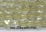 CCU861 15 inches 6mm faceted cube lemon quartz beads