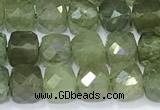 CCU862 15 inches 6mm faceted cube green apatite beads