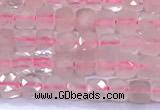 CCU887 15 inches 4mm faceted cube rose quartz beads