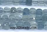 CCU901 15 inches 5mm - 6mm faceted cube aquamarine beads