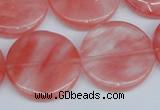 CCY154 15.5 inches 25mm flat round cherry quartz beads wholesale