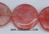 CCY155 15.5 inches 30mm flat round cherry quartz beads wholesale