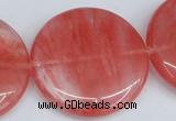 CCY156 15.5 inches 35mm flat round cherry quartz beads wholesale