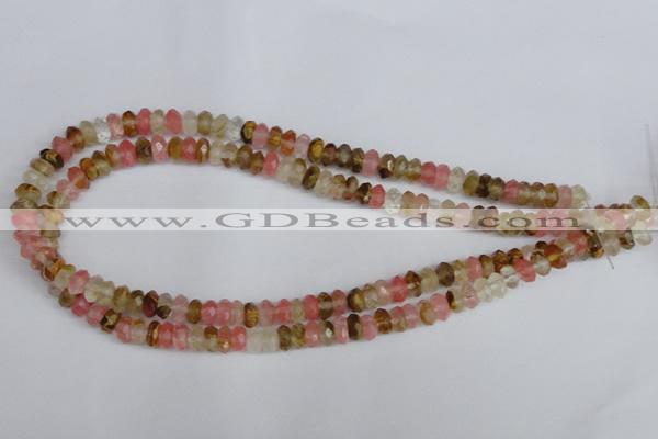 CCY204 15.5 inches 5*8mm faceted rondelle volcano cherry quartz beads