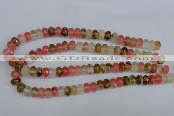 CCY206 15.5 inches 8*12mm faceted rondelle volcano cherry quartz beads