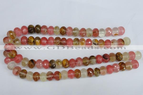 CCY207 15.5 inches 10*14mm faceted rondelle volcano cherry quartz beads