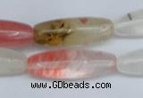 CCY212 15.5 inches 10*30mm rice volcano cherry quartz beads