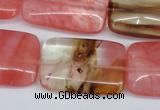 CCY222 15.5 inches 20*30mm rectangle volcano cherry quartz beads