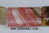 CCY224 15.5 inches 24*40mm flat tube volcano cherry quartz beads