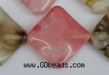 CCY227 15.5 inches 26*26mm wavy diamond volcano cherry quartz beads