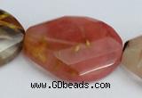 CCY233 25*35mm twisted & faceted oval volcano cherry quartz beads