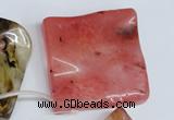 CCY236 Top-drilled 50*50mm wavy diamond volcano cherry quartz beads