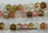 CCY401 15.5 inches 6*8mm faceted rondelle volcano cherry quartz beads