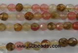 CCY501 15.5 inches 6mm faceted round volcano cherry quartz beads