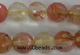 CCY505 15.5 inches 14mm faceted round volcano cherry quartz beads