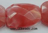 CCY55 15.5 inches 30*40mm twisted & faceted rectangle cherry quartz beads