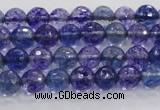 CCY601 15.5 inches 6mm faceted round blue cherry quartz beads