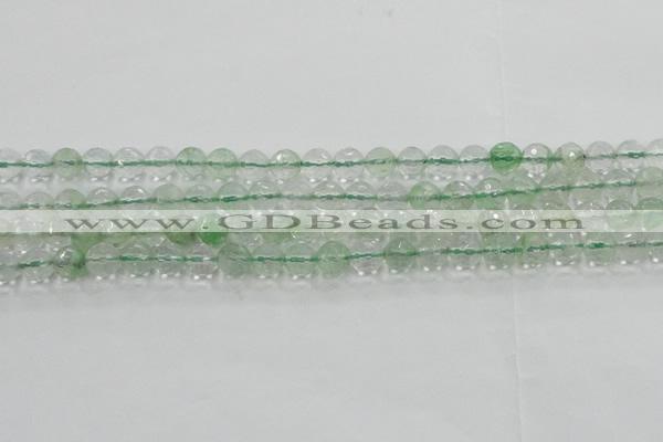 CCY612 15.5 inches 8mm faceted round green cherry quartz beads