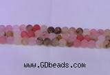 CCY620 15.5 inches 4mm round matte volcano cherry quartz beads