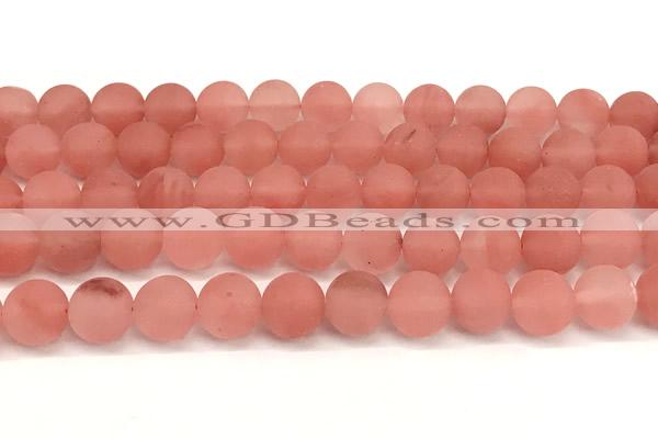 CCY673 15 inches 10mm round matte cherry quartz beads