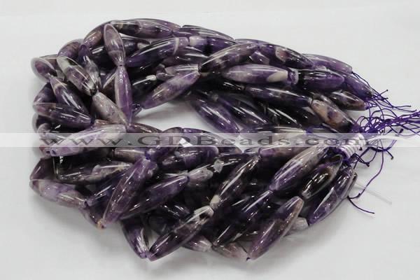 CDA16 15.5 inches 10*35mm rice dogtooth amethyst quartz beads