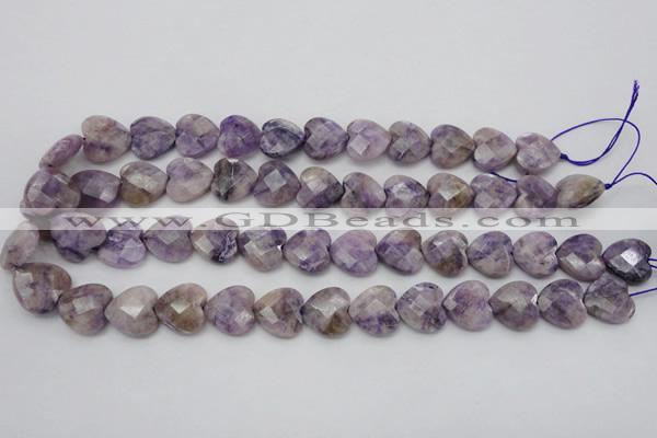 CDA325 15.5 inches 16*16mm faceted heart dyed dogtooth amethyst beads