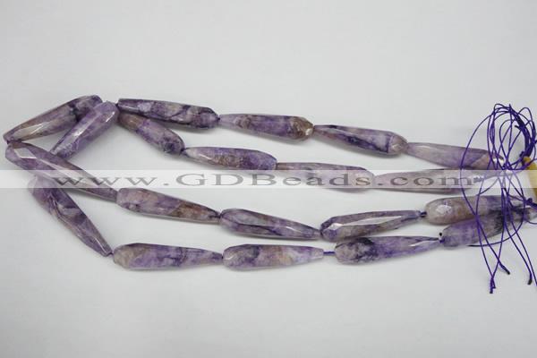 CDA342 15.5 inches 10*40mm faceted teardrop dyed dogtooth amethyst beads