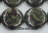 CDB210 15.5 inches 25mm flat round natural dragon blood jasper beads