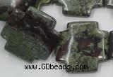 CDB225 15.5 inches 25*25mm cross natural dragon blood jasper beads