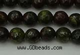 CDB310 15.5 inches 4mm faceted round dragon blood jasper beads