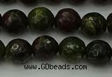 CDB312 15.5 inches 8mm faceted round dragon blood jasper beads