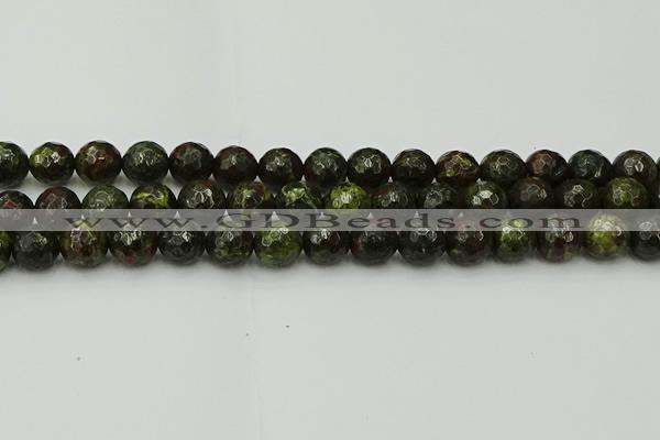 CDB314 15.5 inches 12mm faceted round dragon blood jasper beads