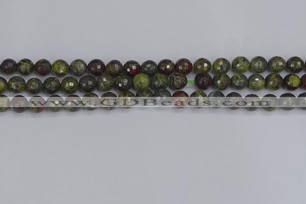 CDB322 15.5 inches 8mm faceted round dragon blood jasper beads