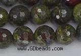 CDB324 15.5 inches 12mm faceted round dragon blood jasper beads