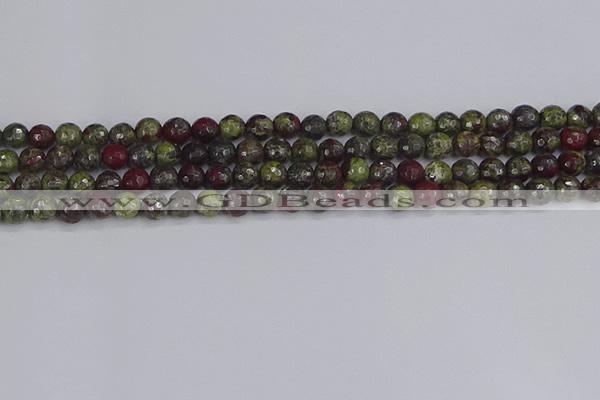 CDB329 15.5 inches 6mm faceted round A grade dragon blood jasper beads