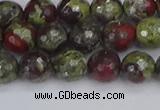 CDB330 15.5 inches 8mm faceted round A grade dragon blood jasper beads